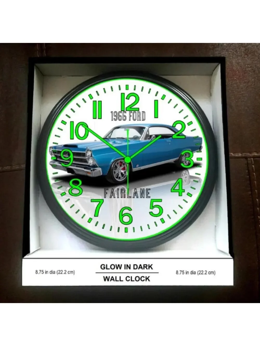 1966 Ford Fairlane Glow In The Dark Wall Clock New!
